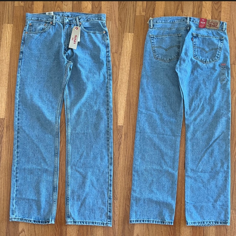 #2 NEW 36Wx34L LEVI'S Men Jeans 505™ Regular Fit Straight Leg Light Wash 5054834